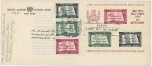 UN 35-38 FDC with UNESCO enclosure (2304 18)