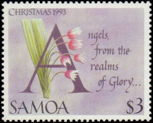 Samoa #836-840, Complete Set(5), 1993, Flowers, Christmas, Never Hinged