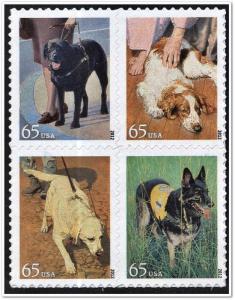 2012 65c Dogs at Work, Military, Therapy, Block of 4 Scott 4604-4607 Mint VF NH