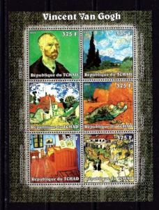 Chad 2002 Vincent Van Gogh mini-sheet of 6 NH