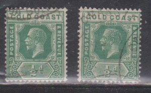 GOLD COAST Scott # 83 Used x 2 - KGV Definitive