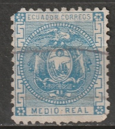 Ecuador 1872 Sc 9 used small thins/torn corner