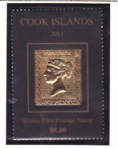 Cook Is.-Sc#1473- id9-unused NH set-Stamp on Stamp-GB#1 embossed-2013-