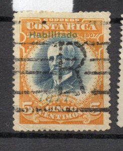 Costa Rica 1907 Early Issue Fine Used 5c. Optd NW-231931