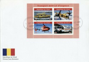 Chad 2019 FDC Medical Helicopters Ambulance 4v M/S Cover I Aviation Stamps