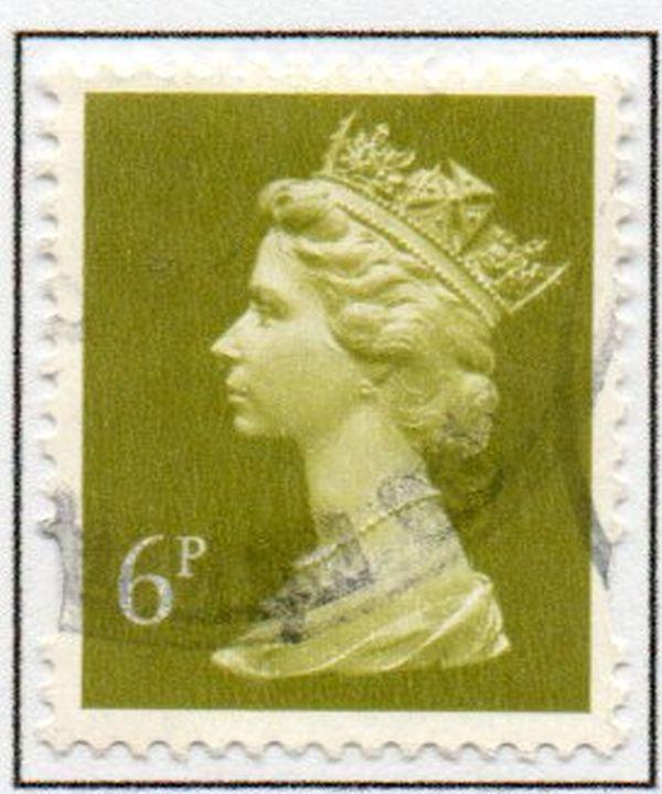 Great Britain Sc MH205 1994 6p brt ol green litho  QE II  Machin Head stamp used