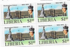 Liberia #815 $1  Buckingham Palace (MNH) block of 4 CV$8.40