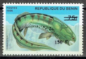 BENIN 2000 1265 150F 100€ PREHISTORIC DUNKLEOSTEUS FISH OVERPRINT SURCHARGE MNH