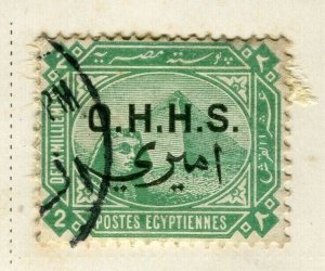 EGYPT; 1897 classic Sphinx/Pyramid Optd. issue OHHS Official fine used 2m.