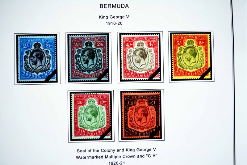 COLOR PRINTED BERMUDA 1865-1999 STAMP ALBUM PAGES (86 illustrated pages)