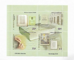 ARGENTINA 2000 LIBRARIES FOR BLIND PEOPLE SOUVENIR SHEET MINT NEVER HINGED