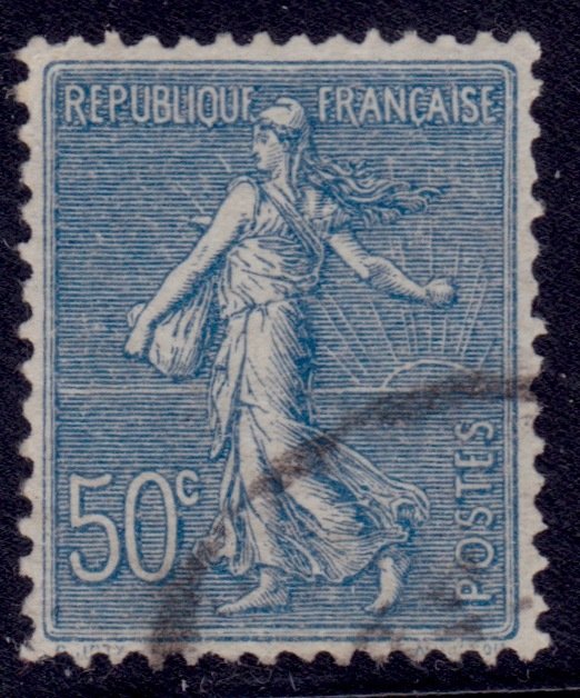 France, 1921, Sower, blue, New Values, 50c, used**