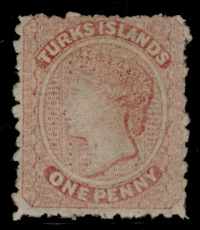 TURKS & CAICOS ISLANDS QV SG1a, 1d dull rose, M MINT. Cat £275. THROAT FLAW