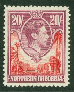 SG 45 Northern Rhodesia 1938. 20/- carmine-red & rose-purple. Fine unmounted...