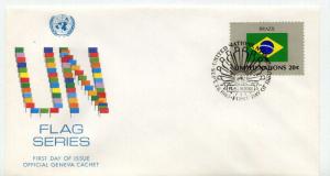 United Nations #413 Flag Series 1983, Brazil, Official Geneva Cachet, FDC