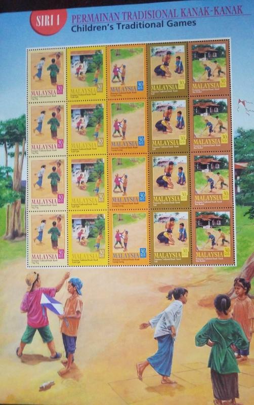 O) 2000 MALAYSIA, CHILDREN´S GAMES, HOPSCOTCH -TARIK UPIH-KITE FLYING-MARBLES-HO 