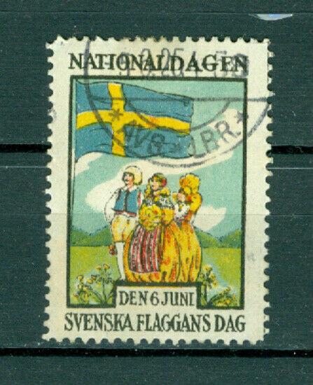 Sweden Poster Stamp 1925. National Day June 6. Cancel. Swedish Flag.