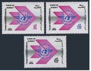 Kuwait 1458-1460, MNH. Michel 1630-1632. International Civil Aviation Day, 1999.