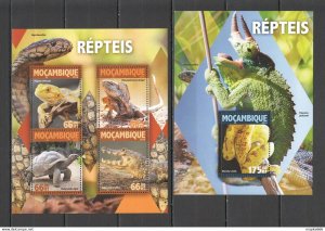 2016 Mozambique Reptiles Fauna Turtles Lizards 1Kb+1Bl ** St2171