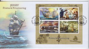 Jersey 2014, 'Pirates & Privateers miniature Sheet . on FDC
