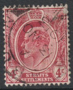 Malaya Straits Setts Scott 132 - SG156, 1906 Edward VII 4c Claret used