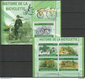 2010 Togo Transport History The Bicycles Bicyclette Bl+Kb ** Tg1268