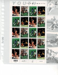 Youth Sports 33c US Postage Sheet #3402 MNH