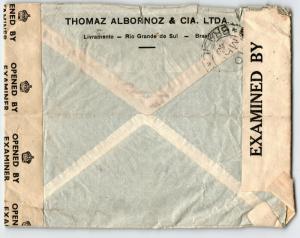 Brazil 1943 Dual Censor Cover to UK / Via US Airmail / Sm Top Tears - Z13654