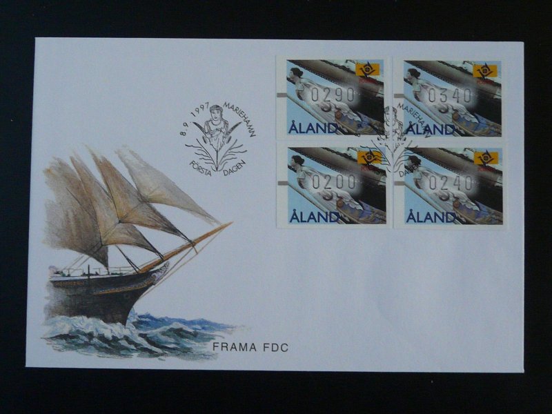 bird and sailing ship self adhesive stamps FDC Aland 1999 ref 98149