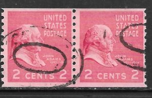 USA 841: 2c Adams, coil pair, used, F-VF