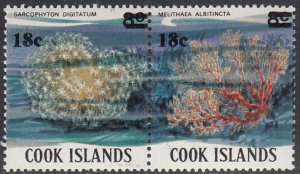 Cook Islands 1983 MH Sc #710a-#710b Pair 18c on 8c Sarcophyton digitatum, Mel...