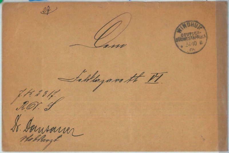 69992 - GERMAN COLONIES: SWA Namibia - POSTAL HISTORY: COVER  Windhuk  1906 KUB