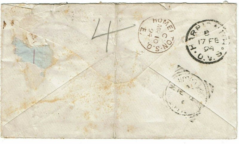 Orange Free State 1894 Harrismith cancel on cover to England