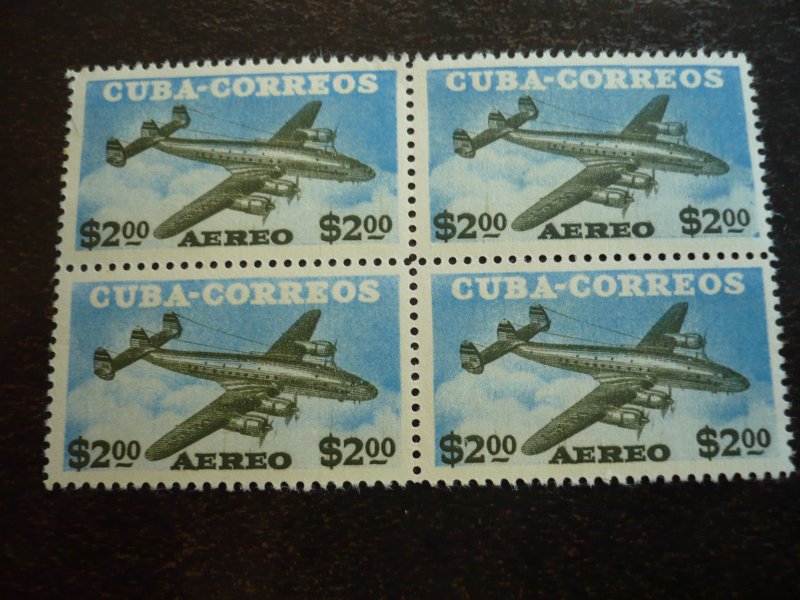 Stamps - Cuba -Scott# C120-C121 - Mint Hinged Set of 2 Air Mail Stamps in Blocks