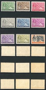 Nyasaland SG114/22 Set of 9 M/M (1/2d Tone Spot) Cat 48 pounds