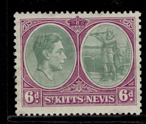ST KITTS-NEVIS GVI SG74, 6d green & bright purple, M MINT. Cat £14. PERF 13 X 12