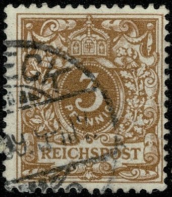 GERMANY 1889-1900 3pf ORANGE-BROWN SG46c USED (VFU)  P.13.5 x 14.5 VF