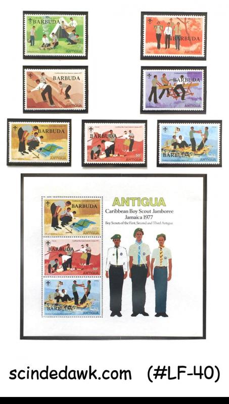 BARBUDA - 1977 CARIBBEAN BOY SCOUT JAMBOREE - SET OF 7-STAMPS & 1-M/S MNH