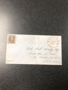 US #1 Franklin 5cent Used On Folded Letter From New York To Philadelphia Mar. 21 