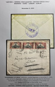 1922 British Occupation Early Airmail Cover To Dublin Ireland Forces HDQ