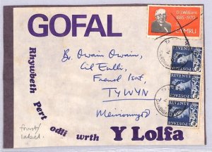 GB WALES REGIONAL Parcel Label *WILLIAMS* Stamp WELSH LANGUAGE Tywyn 1970 ZJ14