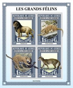 Guinea - 2021 Big Cats, Lion, Cougar - 4 Stamp Sheet - GU210220a 