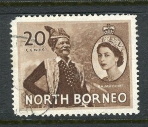 NORTH BORNEO; 1954 early QEII Pictorial issue fine used 20c. value