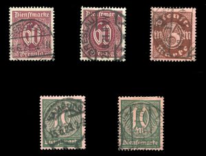 Germany, Officials #O9, O16-17 (Mi. 66-68) Cat€32, 1921-22 set of three (ac...