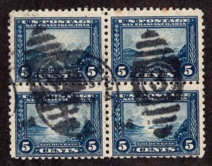 US #403 Block of 4 Five Cent Panama-Pacific AVG/U ~jm-1881