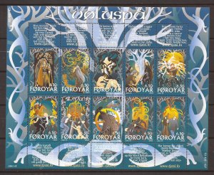 2003 Faroe Islands - Sc429 - MNH VF - Mini Sheet - Voluspa - Norse Poem