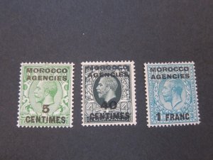 Morocco Agencies 1917 Sc 402,406,409 MH