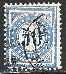 SWITZERLAND 1878-80 50c Ultramarine Postage Due Sc J7 VFU