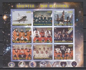 Congo Rep., 2008 issue. Space Shuttle & MIR Missions, IMPERF sheet/ 9.