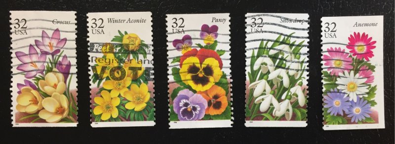 US #3025-3029 Used F/VF - Flowers (Complete Set)